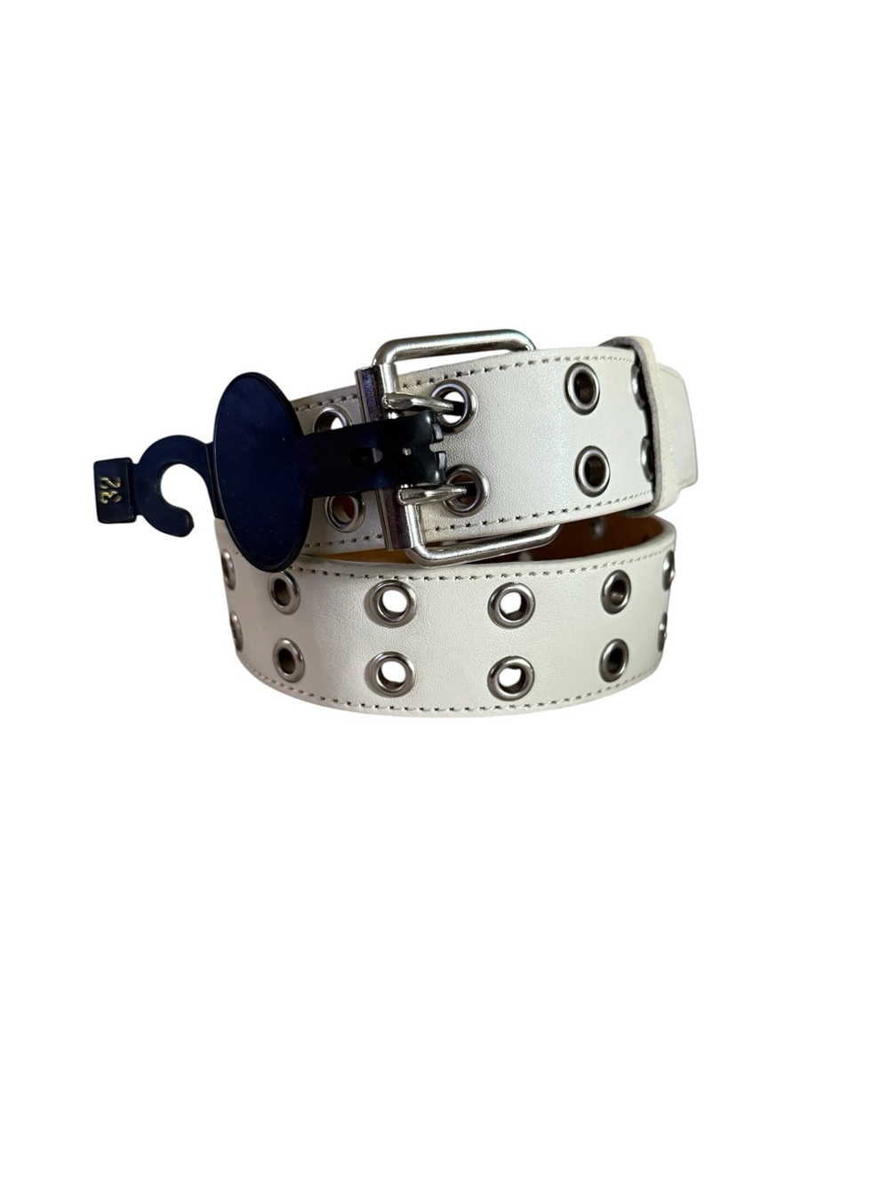 Vintage White & Silver Double Grommet Belt Size 28 & 32 Punk Rock Y2K Skater